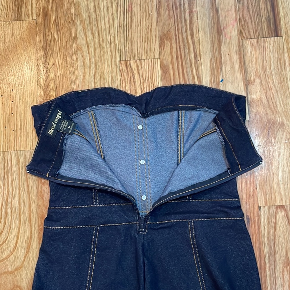 NEW Like An Angel Stretchy Strapless High Waisted Knit Denim  Fit Romper M - Picture 13 of 17